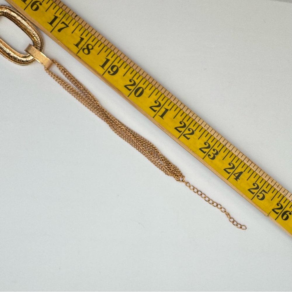 New Gold Tone Hammered Oval Link Statement Necklace 23–25” Chunky - Picture 5 of 6